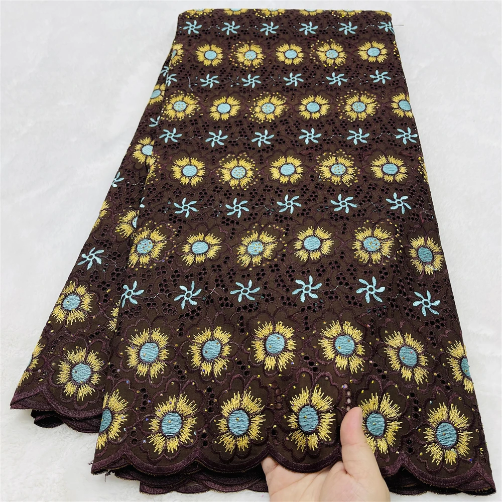 

2026 High Quality Swiss Voile Lace In Switzerland Stones 100% Cotton African Nigerian Dry Lace Fabric For Man Women Dress Sew