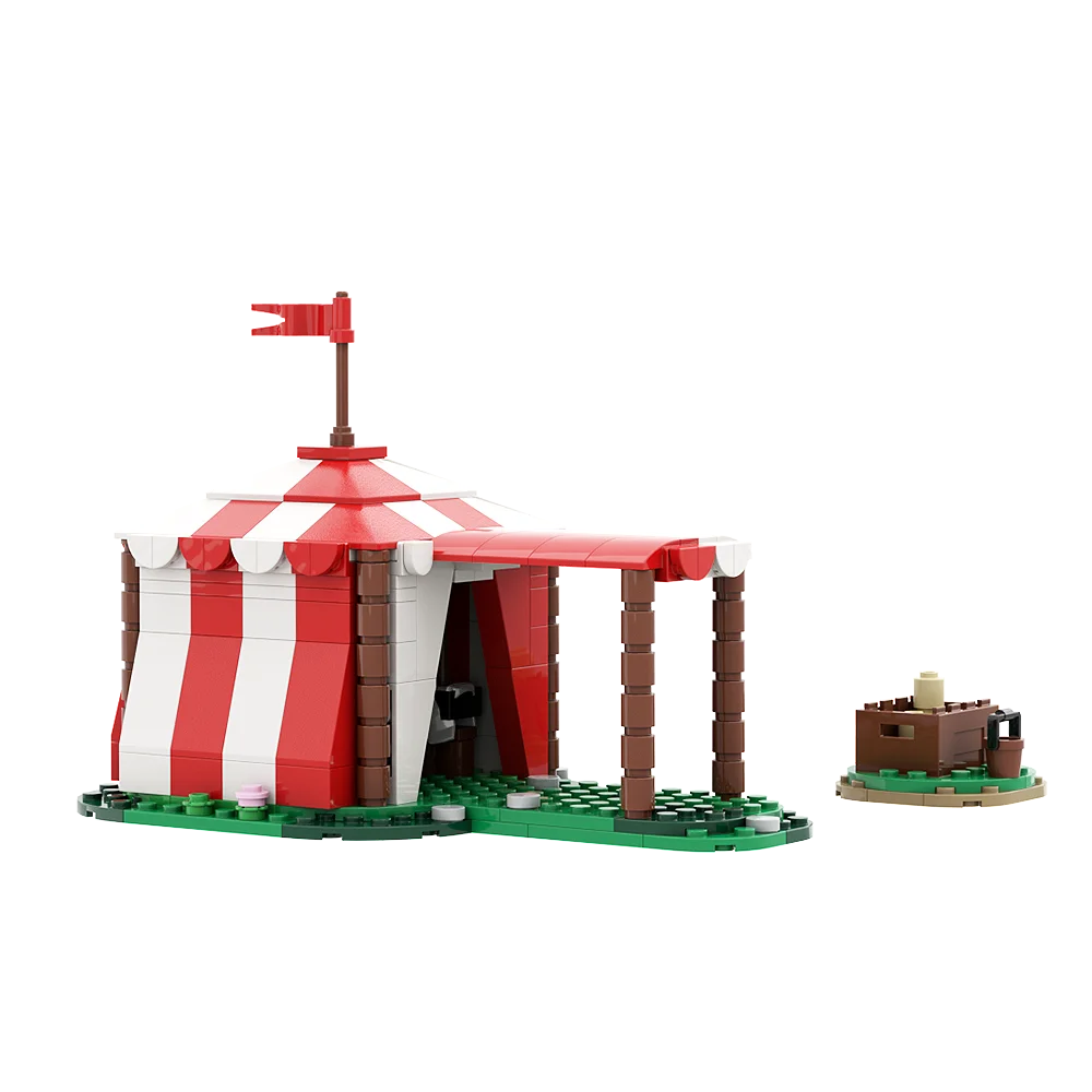 Gobricks MOC القرون الوسطى الجيش فارس خيمة بنة مجموعة خيام التخييم العسكرية نموذج التعليم ألعاب من الطوب هدايا أعياد ميلاد للأطفال