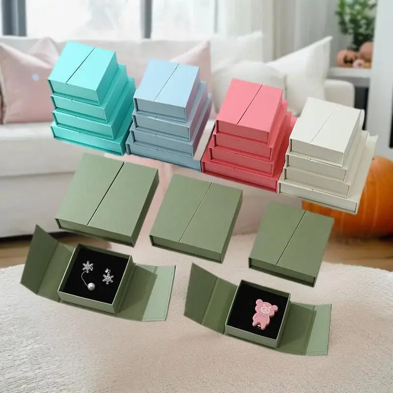 

Folio Flip Jewelry Packaging Box Earring Necklace Ring Jewelry Organizer Box Thick Kraft Paper Jewelry Box