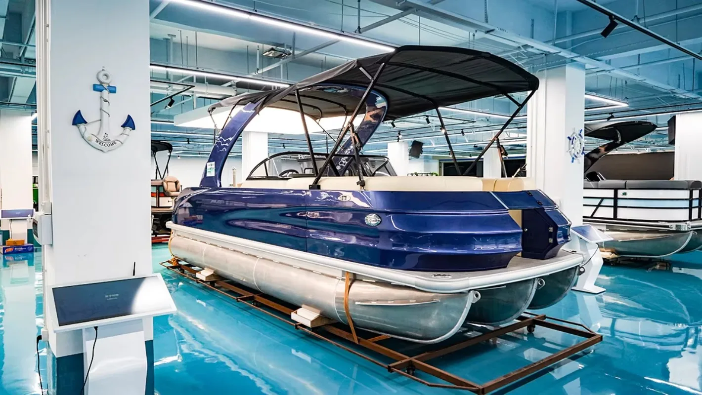 Luxury S-22B Sport Series Pontoon Boat Dual Console CE Certified for 10 Fishing Entertainment Leisure Aluminum Outboard