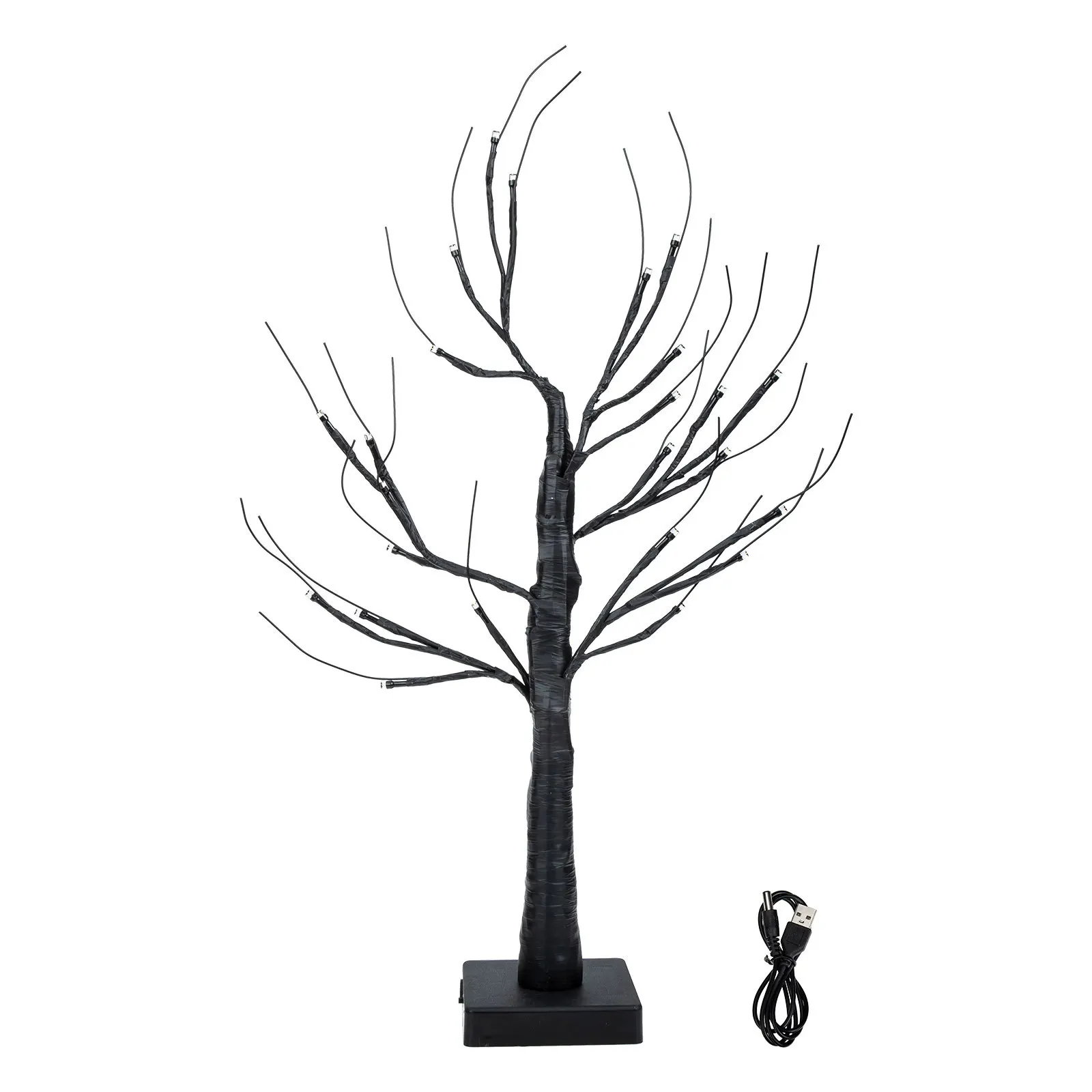 

LED Lighted Birch Tree Lamp Operated Desktop Table Lamp Square Base Plastic Lightweight Bedside Light Warm Atmosphere