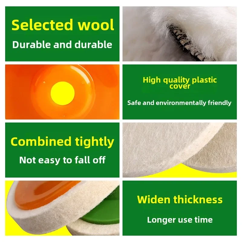 Angle Grinder Wool Felt Wheel Pad Kit for Polishing Ceramic Tiles and Stainless Steel, Premium Buffing Pad