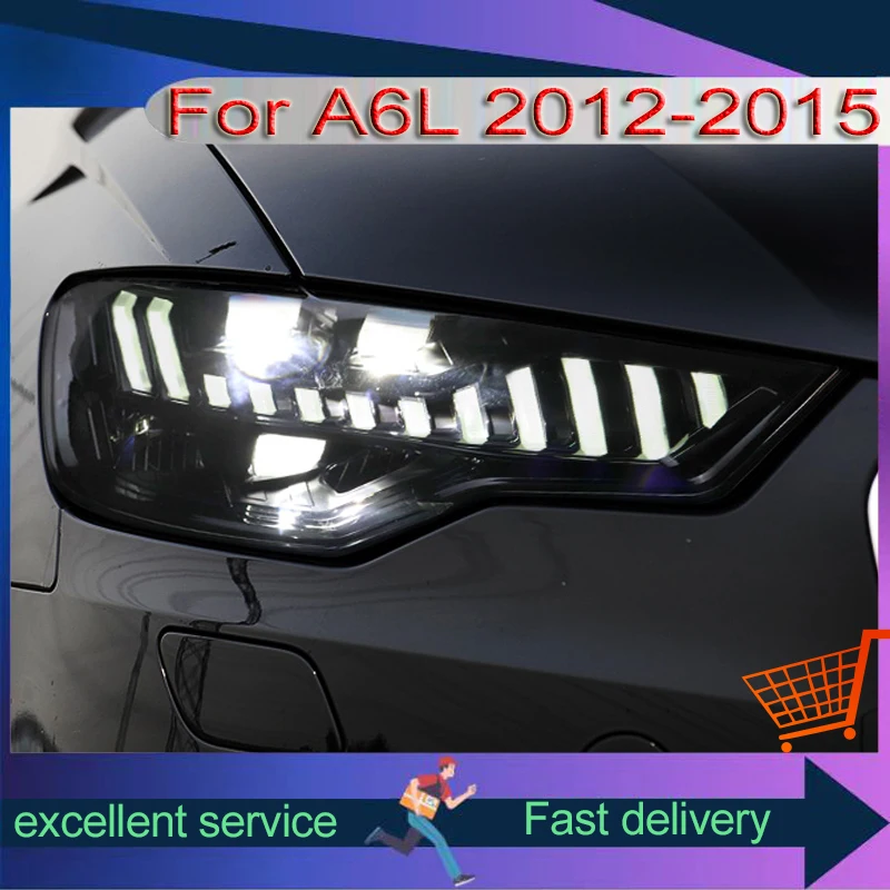 

Auto Headlight For Audi 2012-2015 A6L All LED Refit Upgrade Front Lamp Dynamic Turn Signal Light A Touch Of Blue DRL Assembly