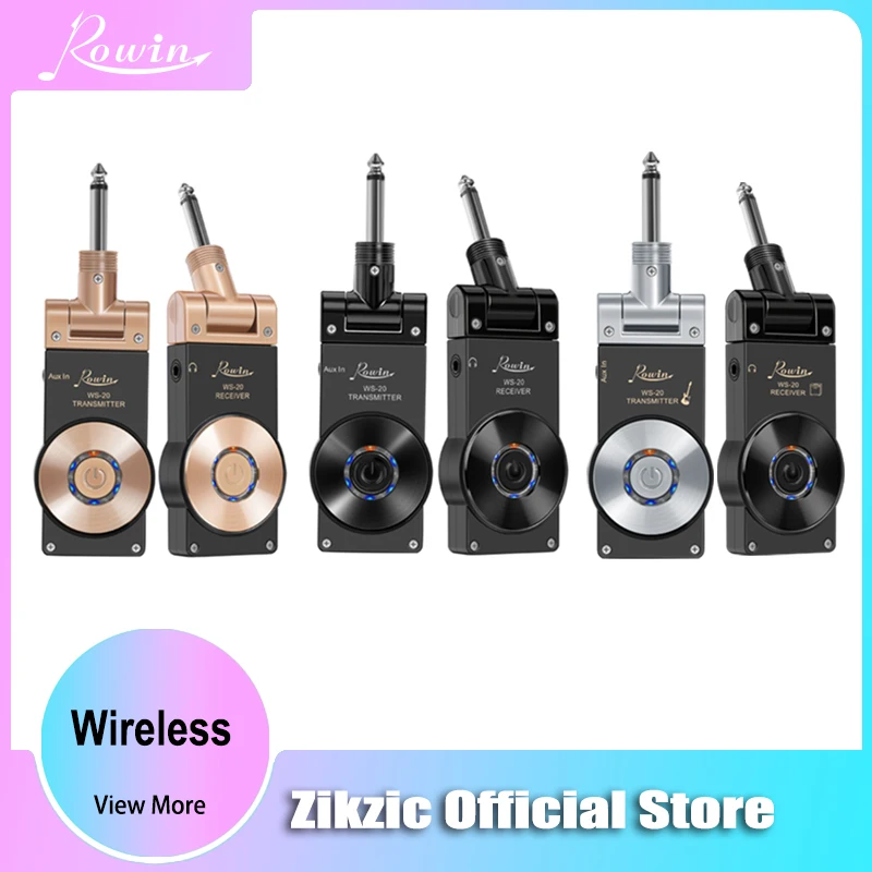 Rowin WS-20 Wireless Guitar System Transmitte Receive Digital Transmitter For Electric Guitar Bass Violin Connect Amp 100ft Tra