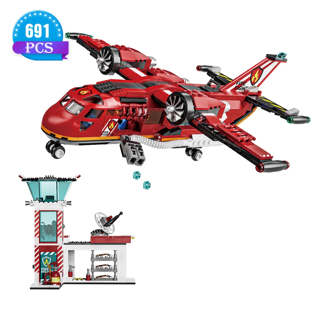 

City Fire Rescue Plane Toy for Kids and Fans of Firefighter Toys, Fun Birthday Gift Idea for Boys and Girls Ages 6+,691 Pieces