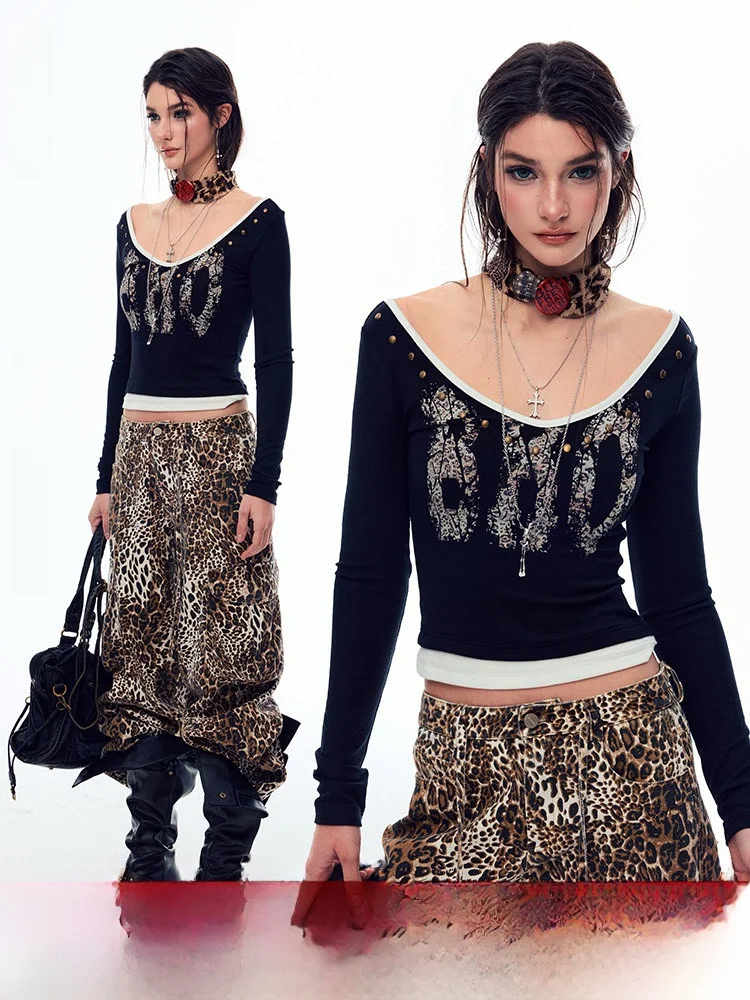 

Вязаный свитер BeerBro из мягкой шерстяной смеси, имитация двухслойности, с термоэффектом, модный уличный стиль, V-образный вырез, укороченный, с длинными рукавами