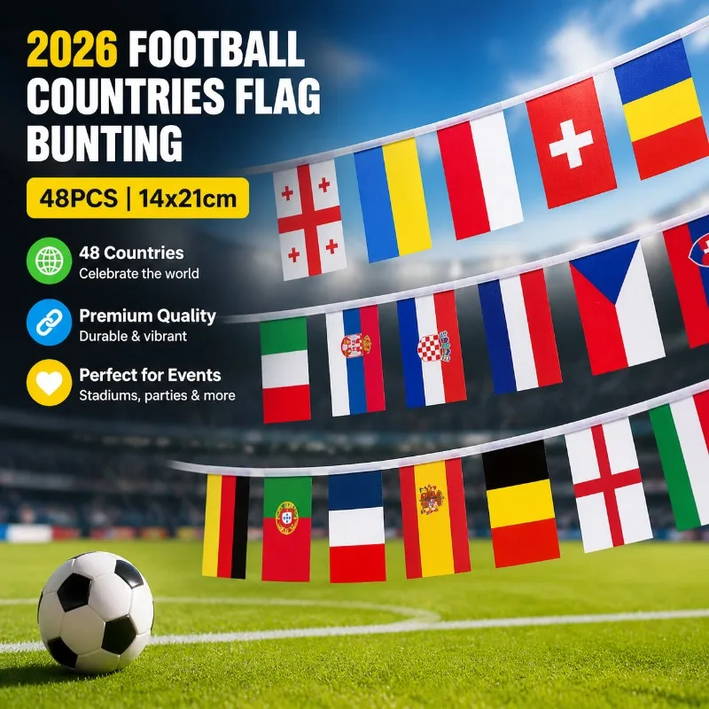 Aerlxemrbrae 2026 48pcs    14x21cm    Country Flag　NEW Football  Countries Flag Bunting National String Banner Event