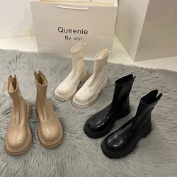 Lady Boots Women's Low Shoes Round Toe Luxury Designer Zipper Boots-Women Flat Heel Ankle Med Autumn Fashion Rubber 2023 Lolita