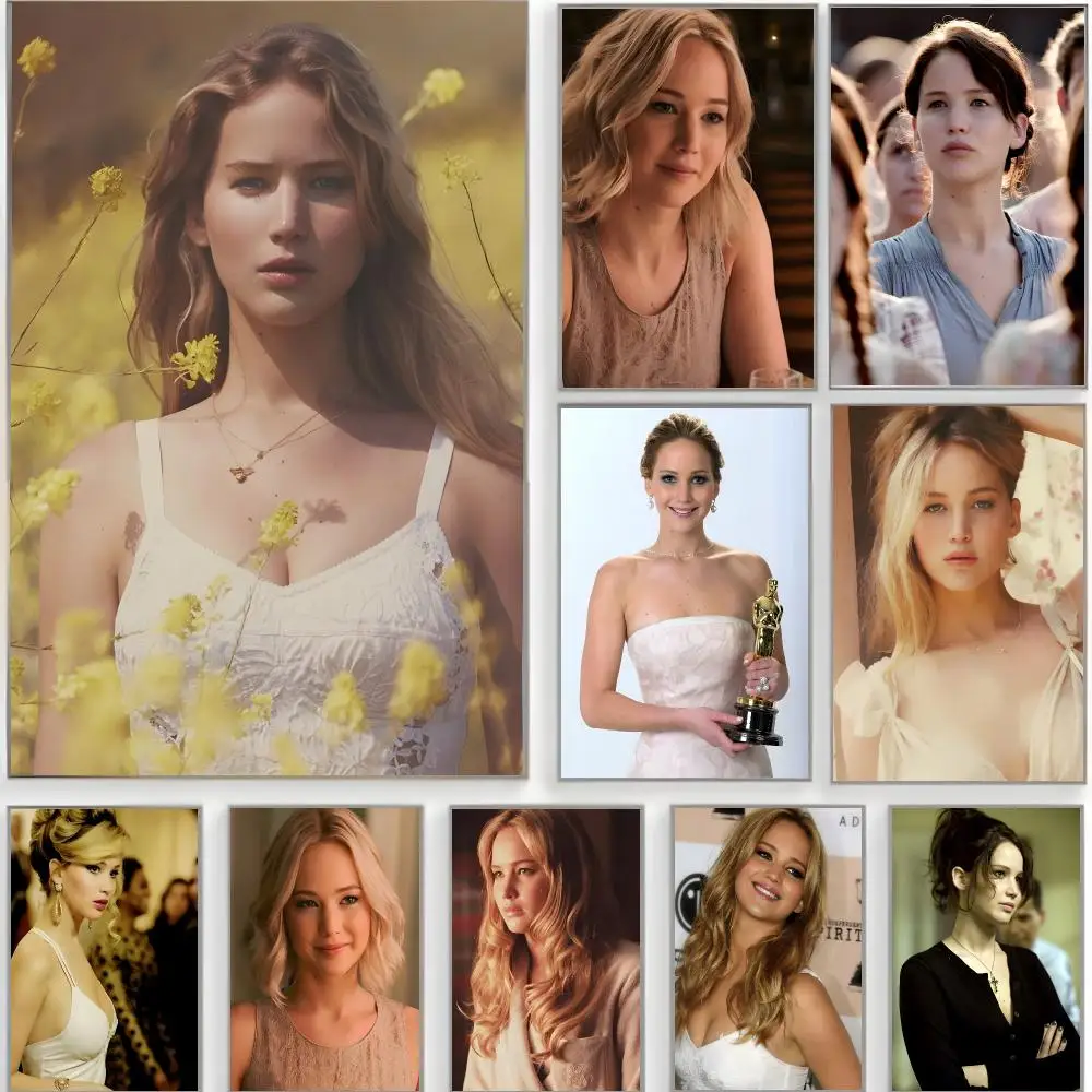 charming actress j-jennifer lawrence Poster Classic Wall Art  Home Decor  Peel and Stick Unframed