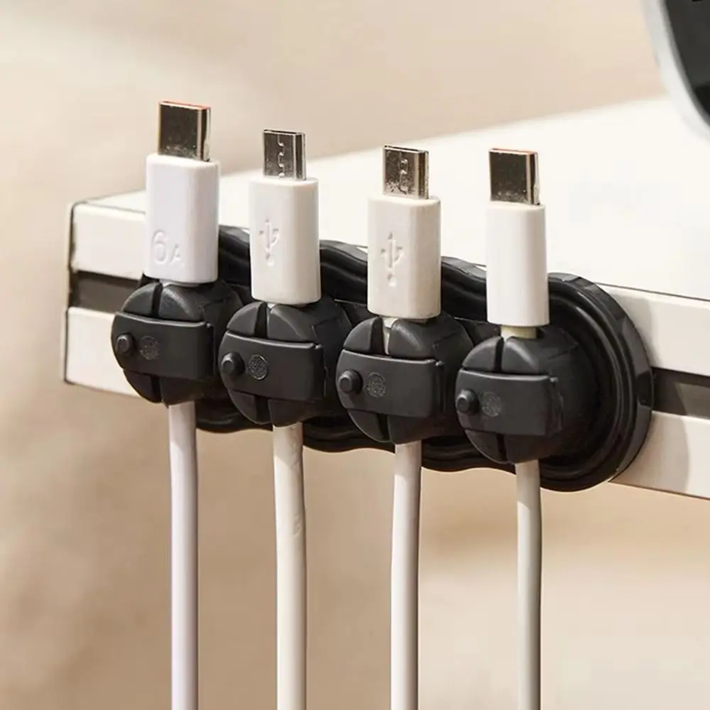 Self-Adhesive Multi Cord Holder Built-in Magnet Reserved Wire Slots Charging Cable Fixed Storage Buckle Powerful Magnet
