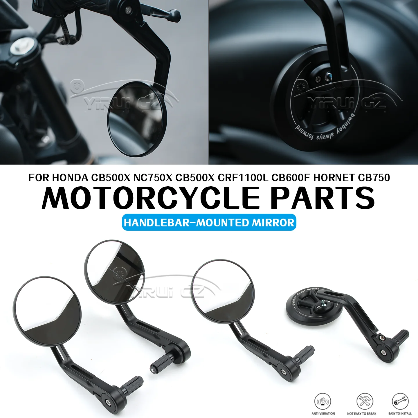 Handlebar Rearview Mirror Retro Handlebar Side Mirror Motorcycle Rearview CB750 Hornet FOR CB500X NC750X CRF 1100L CB600F Hornet
