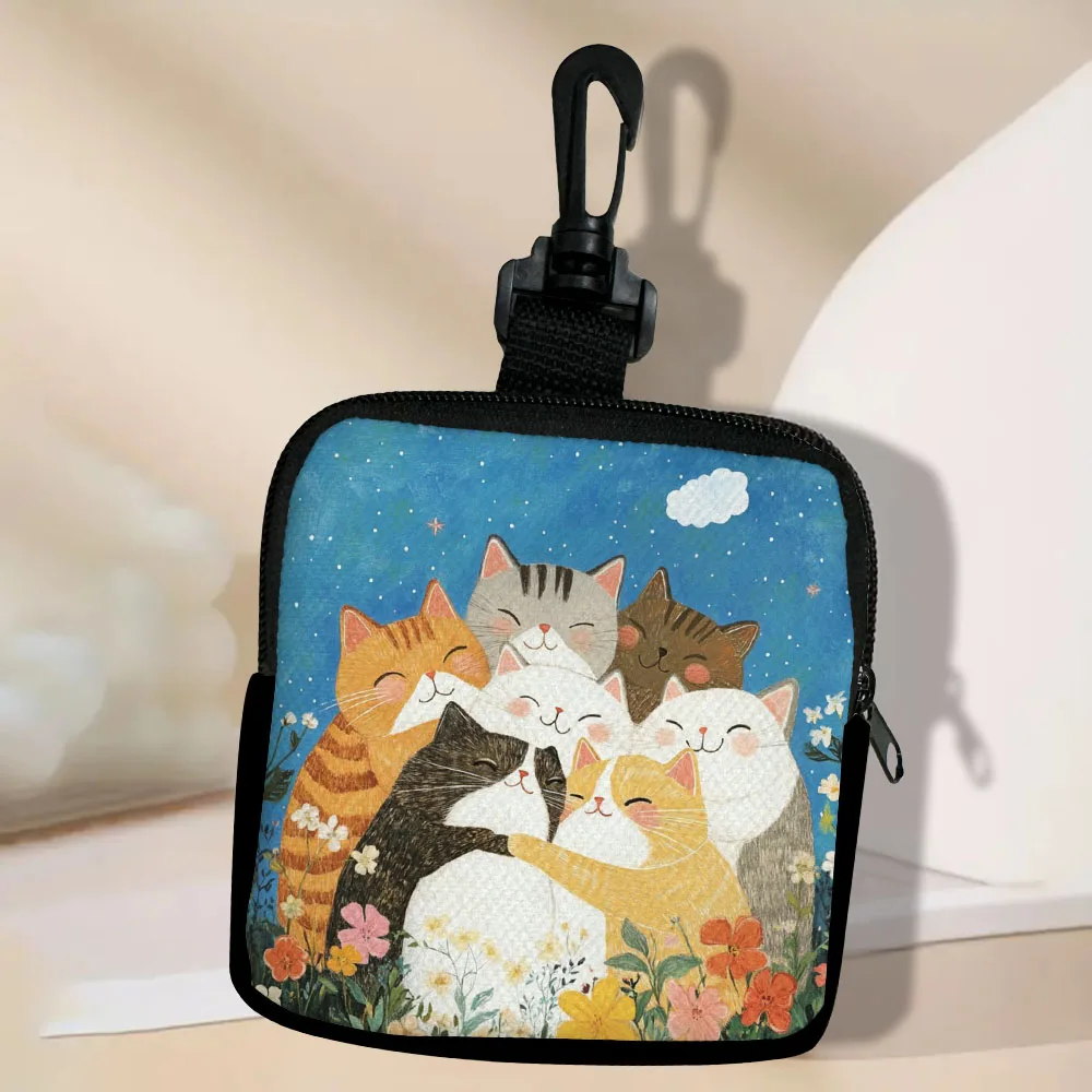

Cute Cat Women Wallet Mini Purse Coin Purse Fresh Cute Card Bag Sanitary Napkins Bag Earphone Bag 5.23