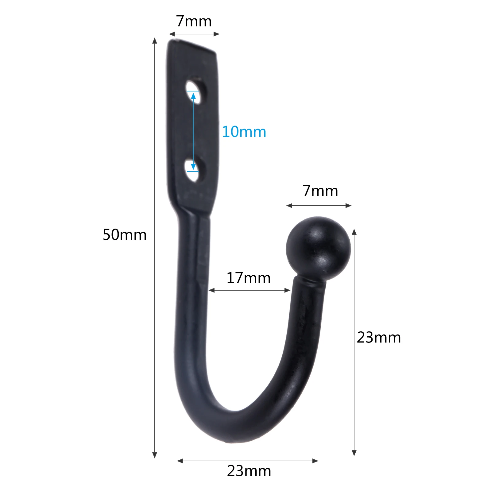 5pcs Wall Door Hooks Single Prong Coat Hanger Furniture Kitchen Pot Handbag Bag 50*23mm Black Antique Bronze W/screws Bathroom image 6