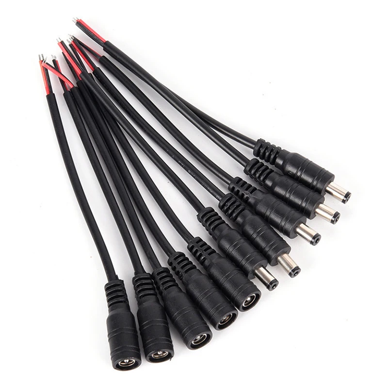 

DC Power Connector Pigtail Barrel Plug Cable 2.1mm x 5.5mm Male Female 15CM Wire For IP Camera Power Supply Adapter LED Strip