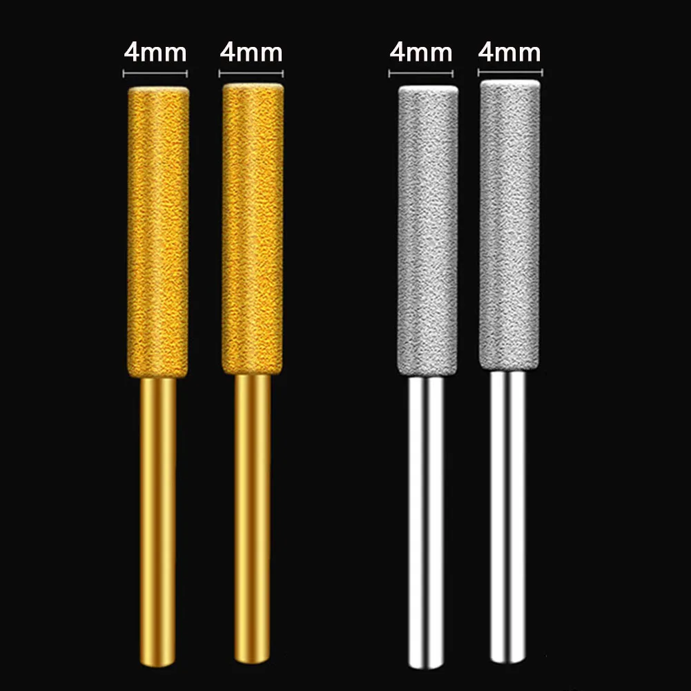 4 pezzi affilacoltelli per motosega con rivestimento diamantato cilindrico Burr affilacoltelli per motosega smerigliatrice per sega a catena testa di molatura accessorio per utensili rotanti