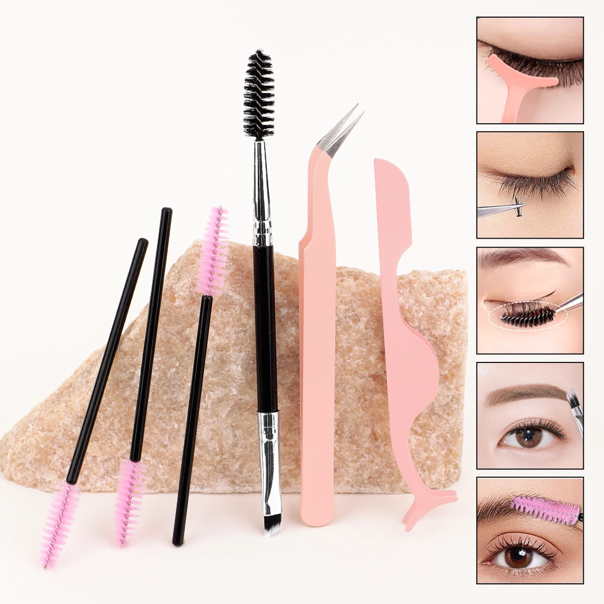 6PCS - Tweezers Tool Set Comes with a Storage Box for Lengthening and Beautifying Eyelashes and Eyebrows, a Portable Tool
