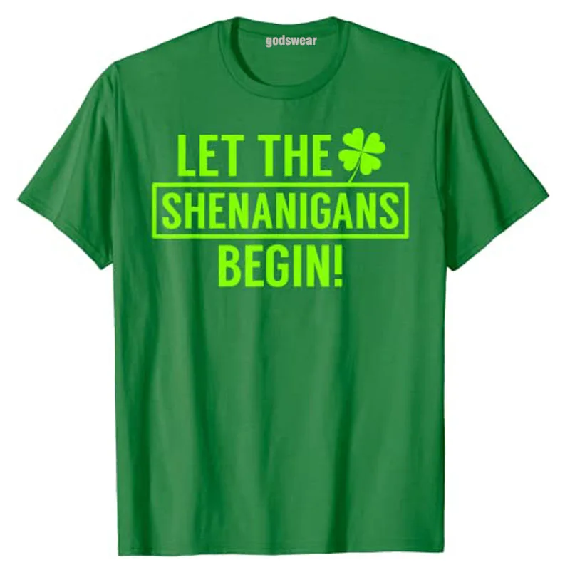 Để Cho Shenanigans Bắt Đầu Áo Ngộ Nghĩnh Thánh Patriciô Shenanigans Áo Thun Saint-Patriciô Ngày Graphic Tee Áo Thẩm Mỹ Quần Áo