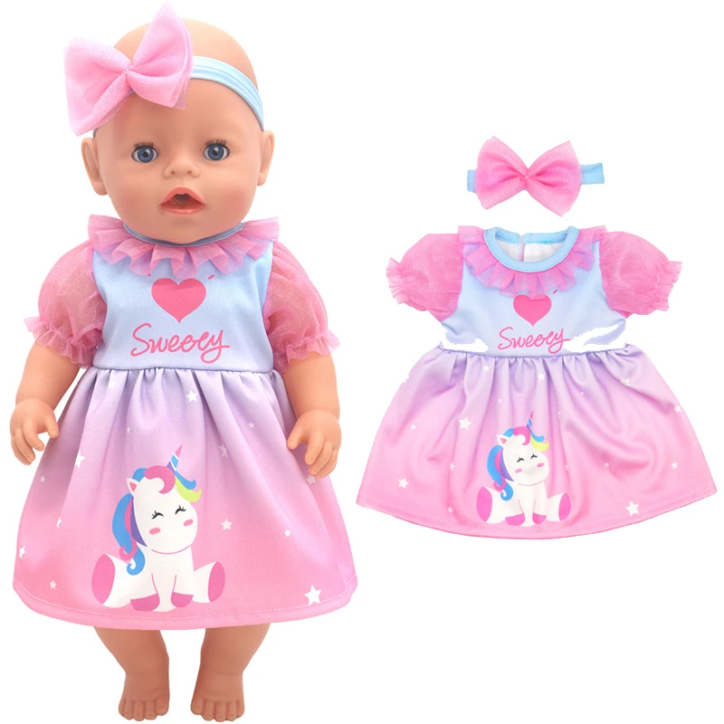 Roupas de boneca de bebê de 43cm, vestido arco-íris para crianças, meninas, 40cm, roupa de bonecas reborn, casaco