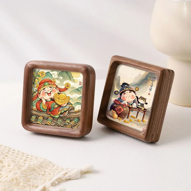 Mini 4-Inch Solid Black Walnut Picture Frame Elegant Wood Tabletop Decor, Stylish Display Frame for Photos Picture Frame