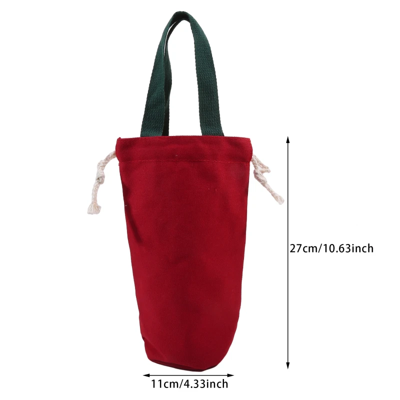 Portable Canvas Insulator Sleeve Bag Case Thermos Pouch Solid Color Closing Drawstring Storage Bag Vacuum Cup Set