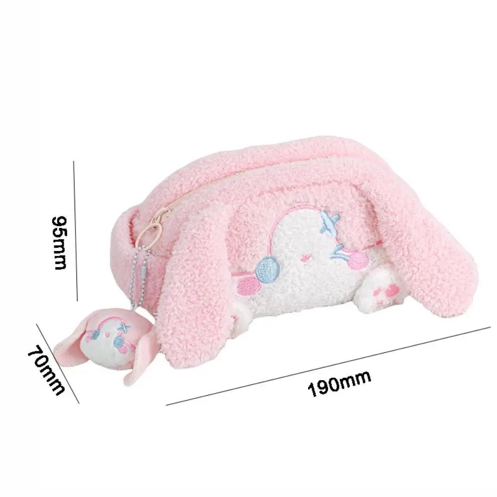 Multi-functional Large Capacity Plush Pencil Case Cartoon Kawaii Stationery Storage Pouch Viewable Window Pen Bag