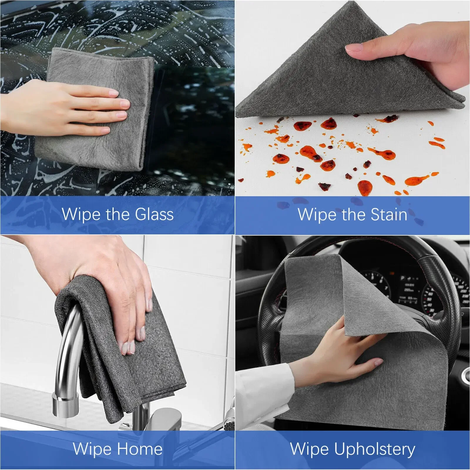 5/1pc Magic Cleaning Cloth No Trace Cleaning Cloths Miracle Microfiber Cloth Glass Tableware Rag Home Cleaning Towel For Kitchen