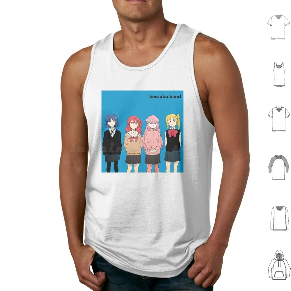 Kessoku Tank Tops Print Cotton Bocchi The Kessoku Kessoku Band Anime Japan Japanese Distortion Parody Meme Hitori Gotoh