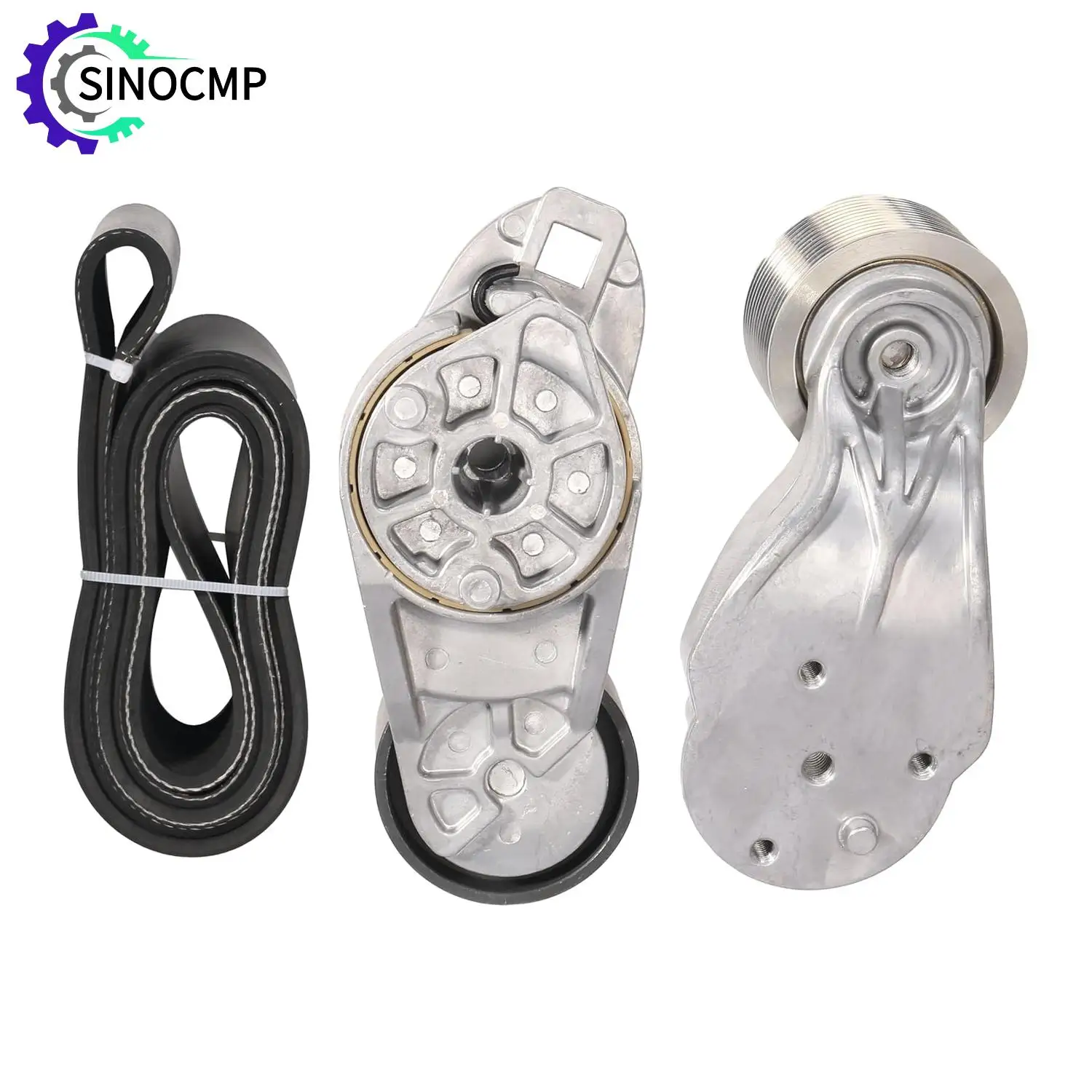12 Grooves Fan Tensioner Set For Volvo D13 Engine 21714847 20582558 20582557 Truck Belt Tensioner Pulley V-Ribbed Belt