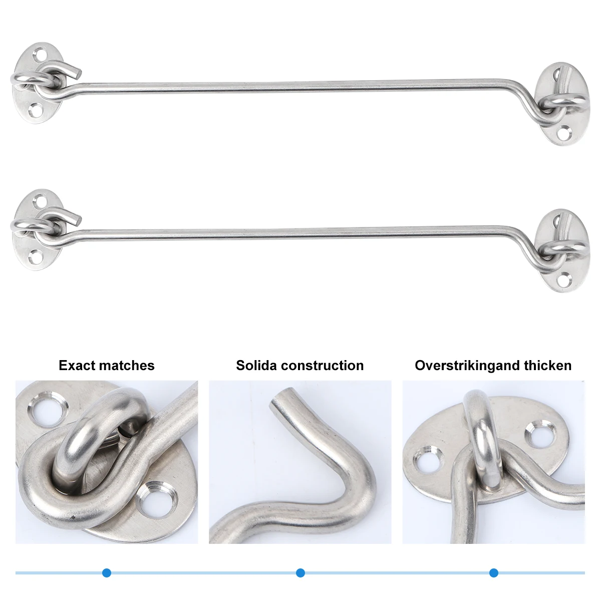

4pcs 10Inches Stainless Steel Wind Hook Durable Metal Door Window Buckle Heavy Duty Cabin Hook Brass Finish Screws Included Rust
