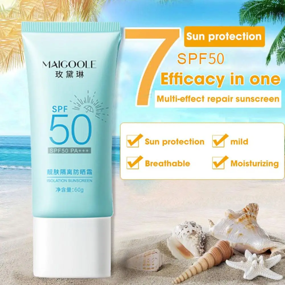 Krim Tabir Surya Pelembab SPF 50 + Anti-UV, Losion pelindung terik matahari tahan air Concealer wajah panjang dan tubuh 60G Cre I2F0