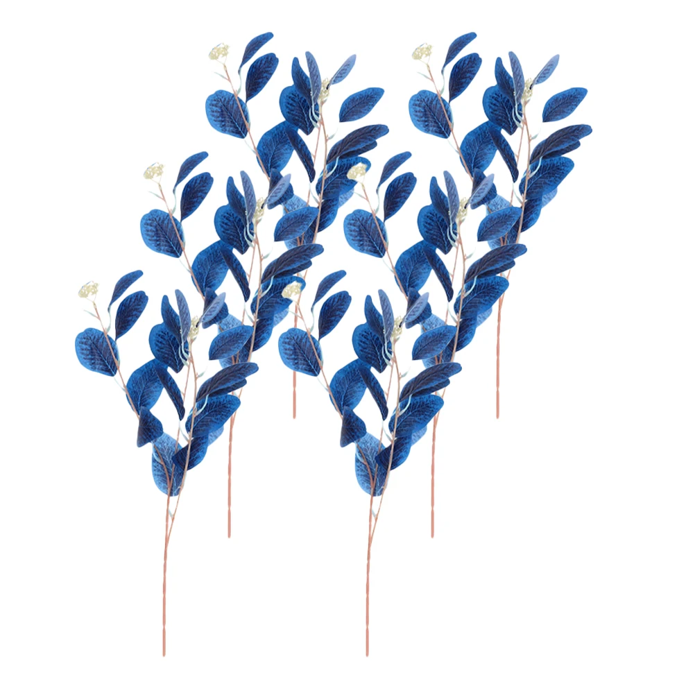 

6pcs Artificial Leaves Stem Realistic Blue Branches for DIY Home Decoration Faux Plants Non Fading Easy Maintenance Simulated