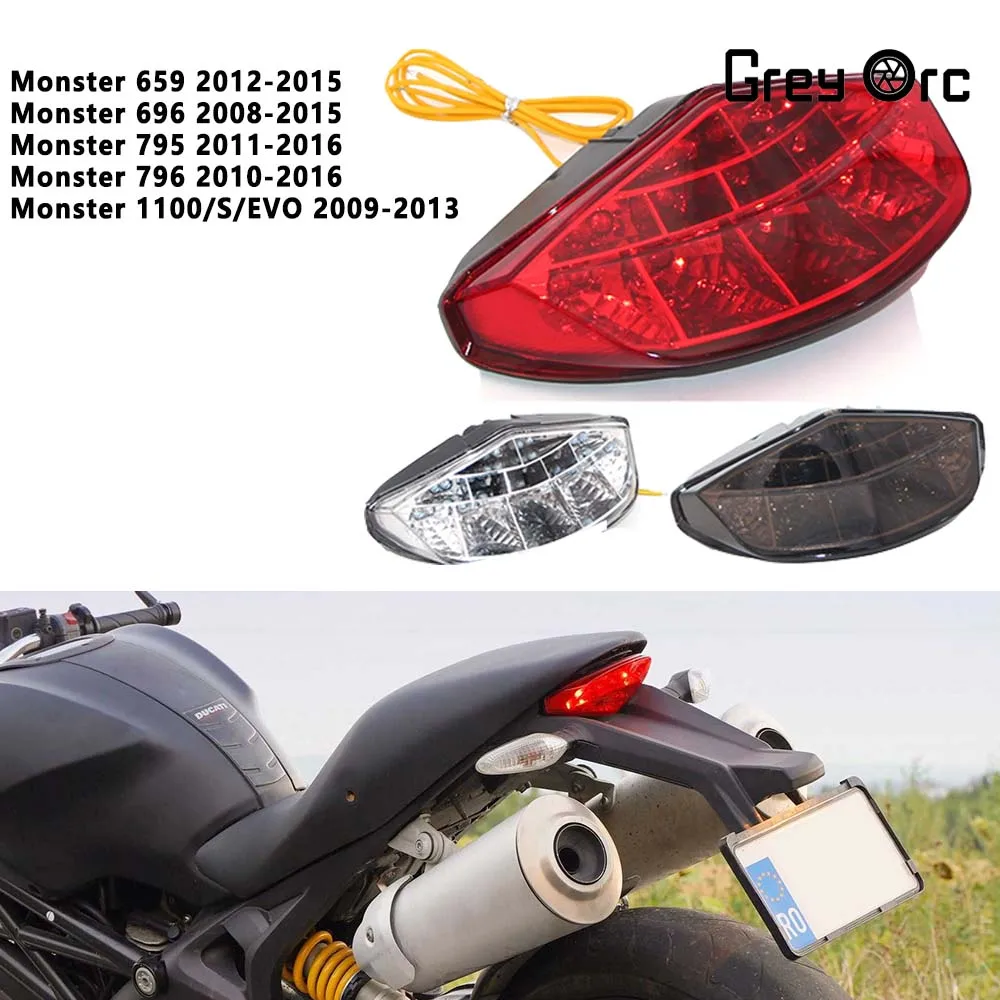 Accessori per Ducati Monster 659 696 795 796 1100/S/EVO, Gruppo Luci Posteriori per Moto con Freno e Indicatori di Direzione