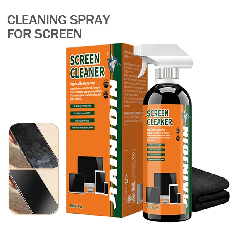 Screen Cleaning Spray Kit with Microfiber Cloth - Streak-Free Cleaner Safe for Smart Phone Laptop TV Camera Lenses Car Displays