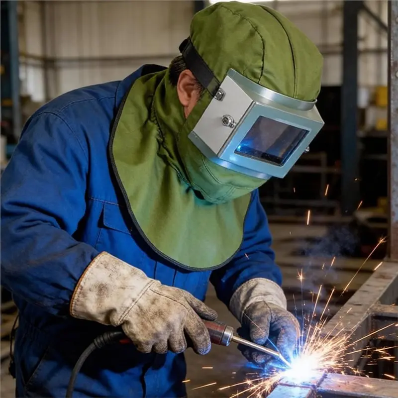 A99E-Protective Visor,Sandblasting Hood Dust Hood,Replaceable Square Glass Visor,Sandblast Helmet For Industrial Protection