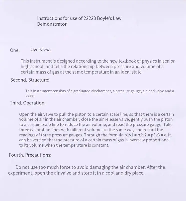 Boyle\'s Law Demonstrator Volume and Pressure Experiment Demo Props Mariotte\'s Law Demonstrator Physics Teaching Instrument