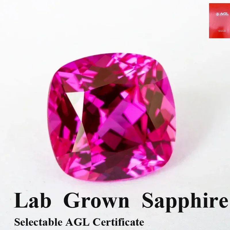 

Форма подушки ярко-розовый лабораторный выращенный сапфир VVS1 подвески драгоценный камень продвинутые подвески ювелирные изделия EarMakin