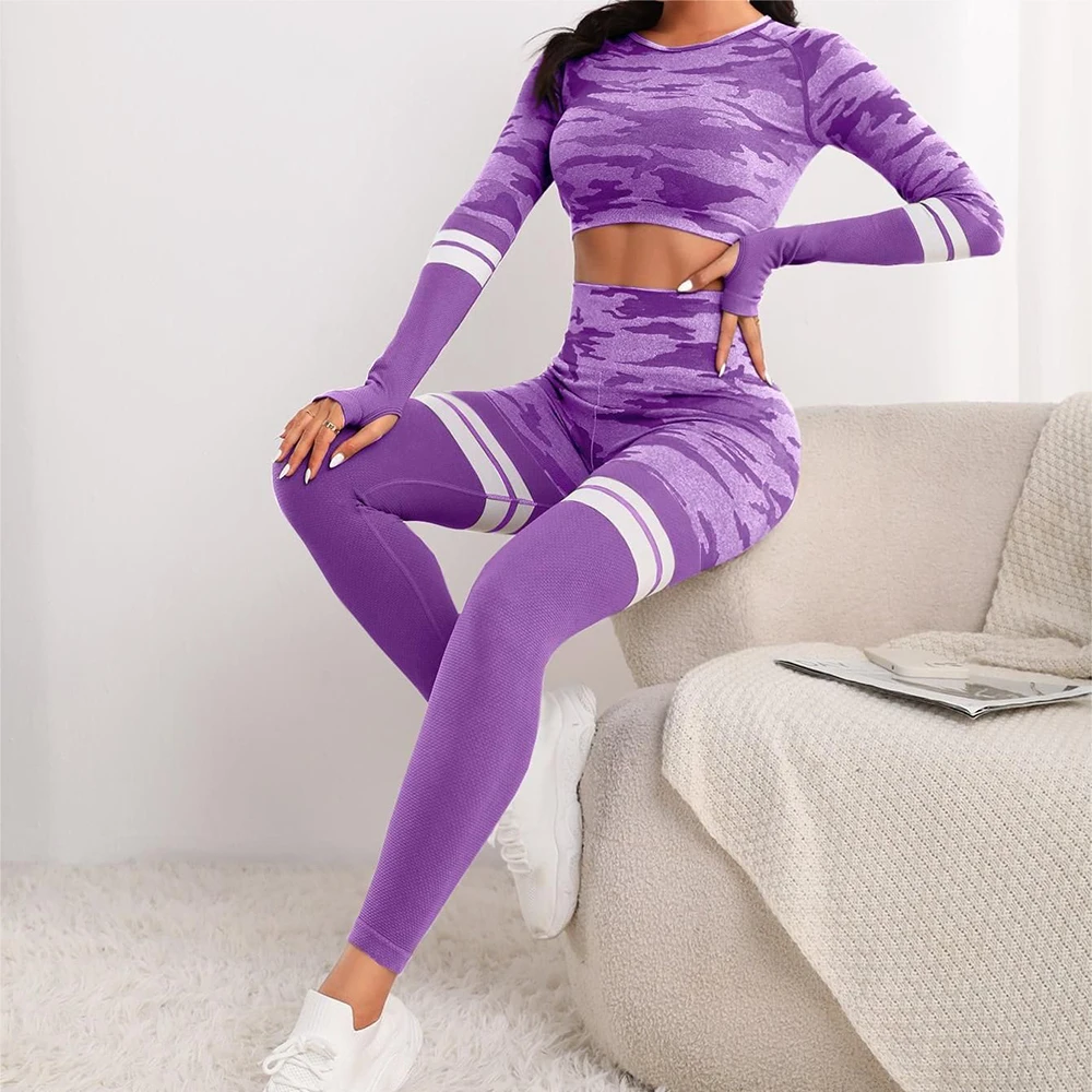 High-Waist Hip Lift Yoga Leggings Long Sleeve Waist Sexy Top Yoga Suit Female Elastic Sexy Sportswear