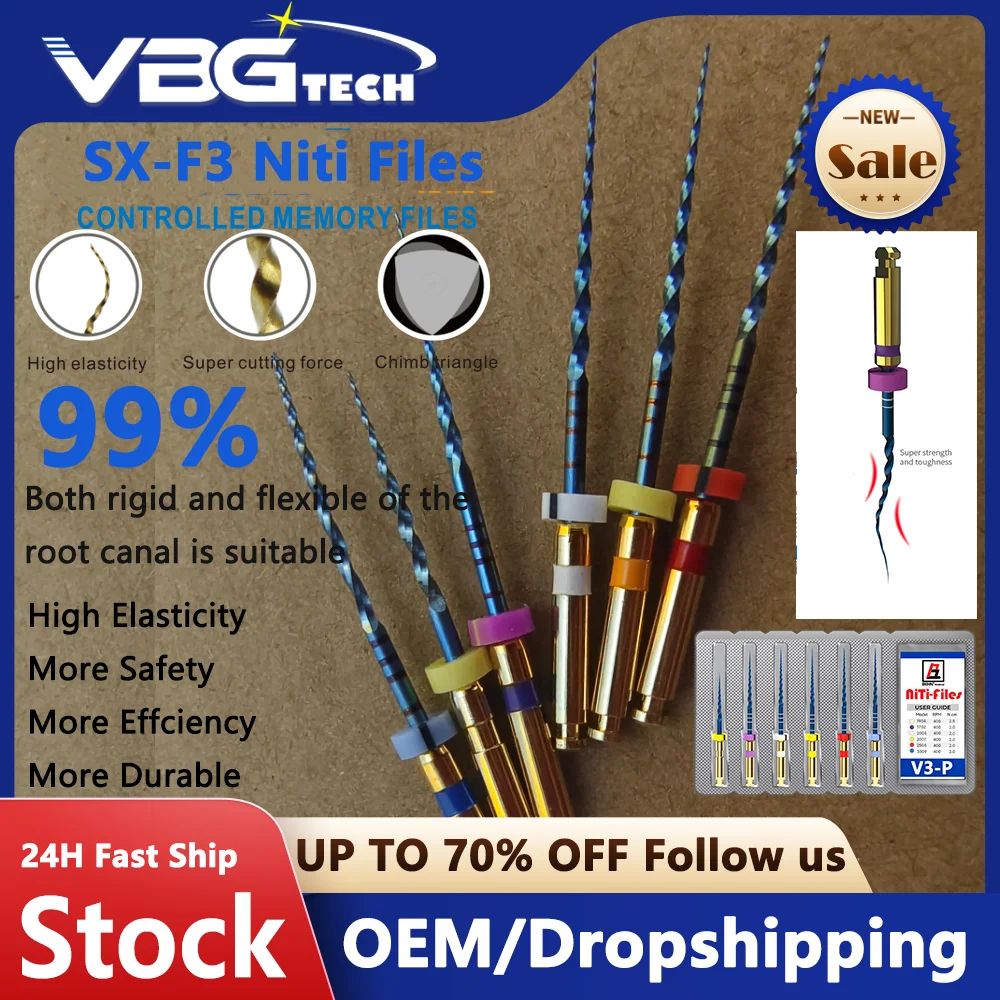 

Dental Endodontic Rotary Files Heat-Activated Nickel-Titanium Engine Use Blue Files Dental Root Canal SX-F3 F4 F5 Materials Tool