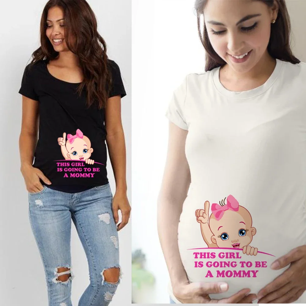 This Girl Is Going To Be A Mom Summer Maternity Pregnancy T Shirt Women Tee Letter Print Pregnant Clothes Funny T-shirt