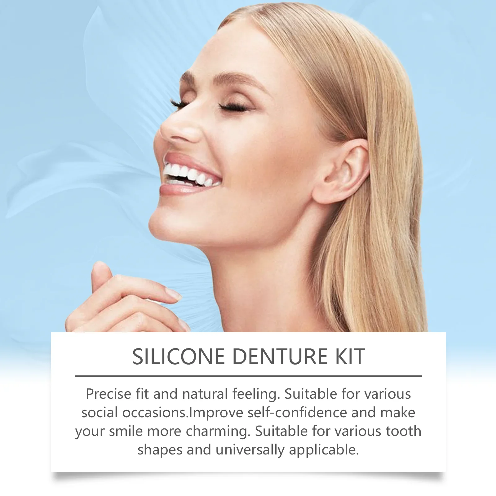 Denti finti Kit di bellezza Impiallacciature per ridere perfette Denti finti Protesi senza soluzione di continuità Igiene orale Cura Sbiancamento dei denti Simulazione Bretelle