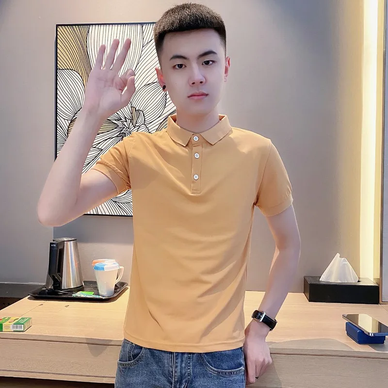

2023 New Summer High Quality Men's Polo Solid Color Shirts Casual Fashion Classic Polo Shirt Business Short Sleeve Tops Tee V56