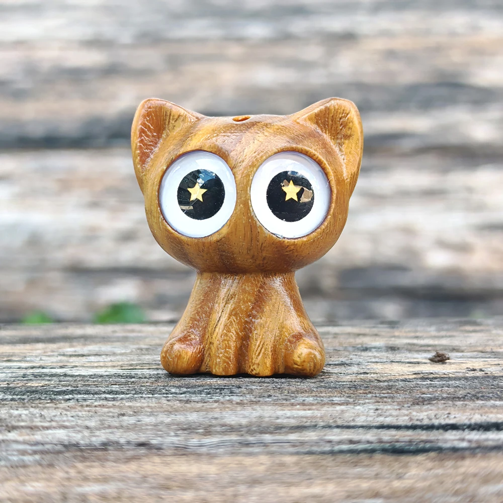 1.2 Inch Wooden Cat Figurine, Hand-Carved, Animal Style, Suitable for Holiday Decorations, Party Decorations, Christmas Decorations, Home Decor, Fireplace, Centerpiece Decoration, Office, Birthday Gift