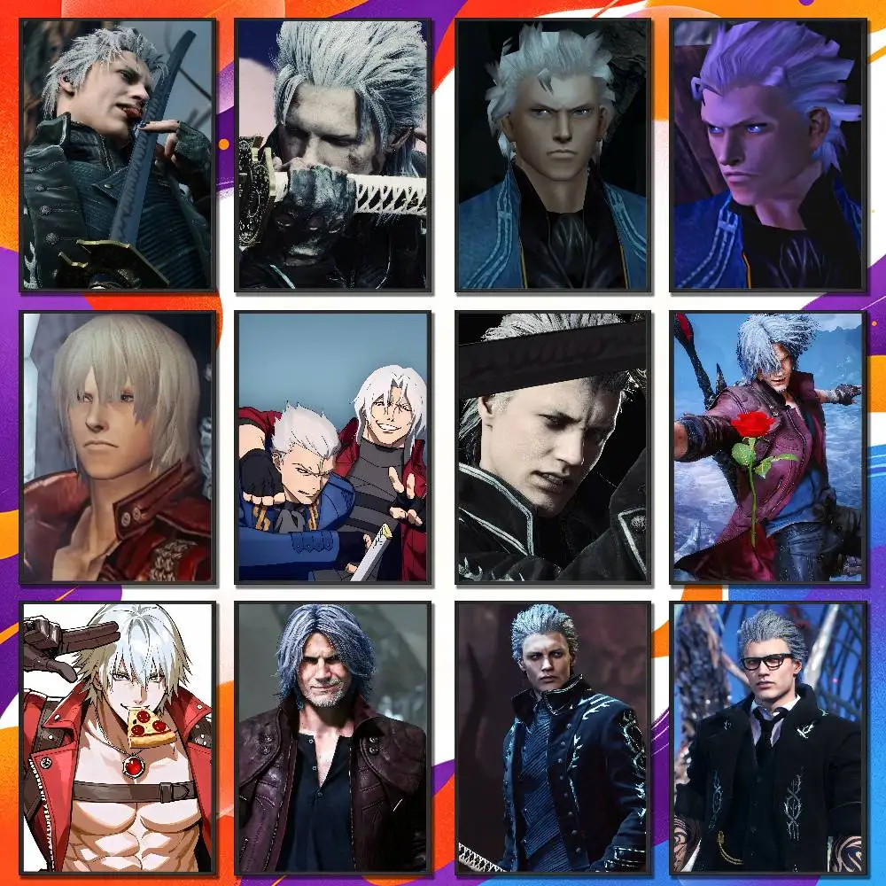 For Devil May Cry 3 5 Vergil Dante Poster Cover Wall Sticker Bedroom Custom Self-adhesive Decoration Fans Playbill