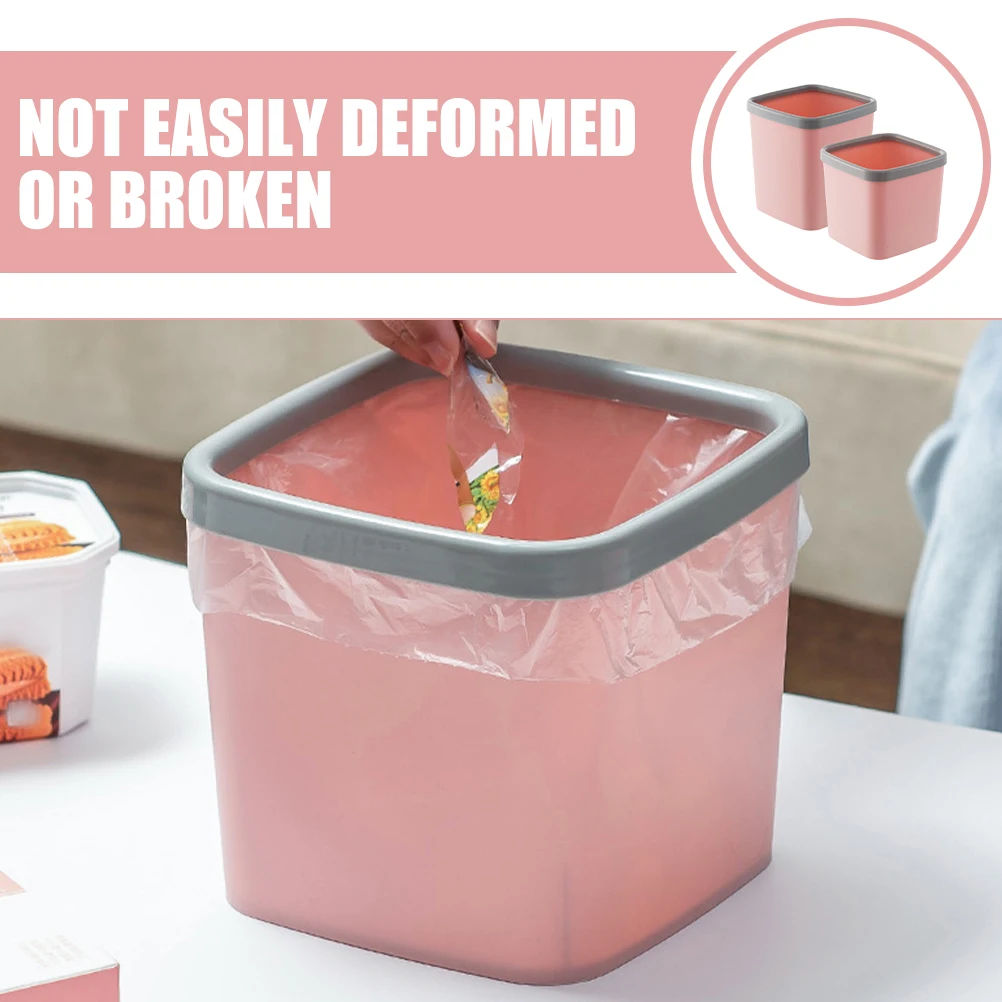 

2Pcs Pink LargeSmall Plastic TrashCan WasteBucket for OfficeDesktop LivingRoom MiniGarbageContainer StorageBucket