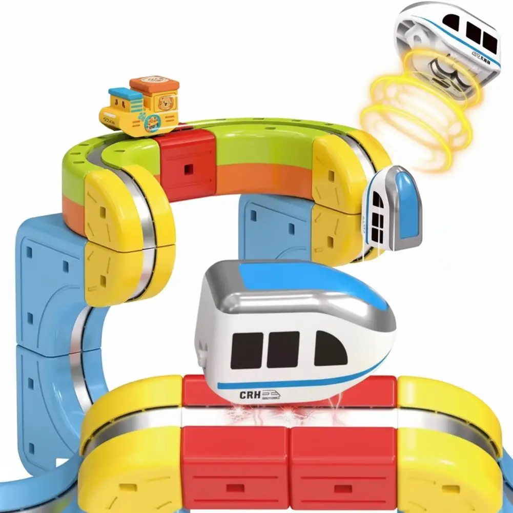 DIY Magnetische Schienenbahn zum Zusammenbauen für Kinder Elektronisches Magisches Schienenfahrzeug Konstruktionsspielzeug Lehrreiches Kinderspielzeug Weihnachtsgeschenk