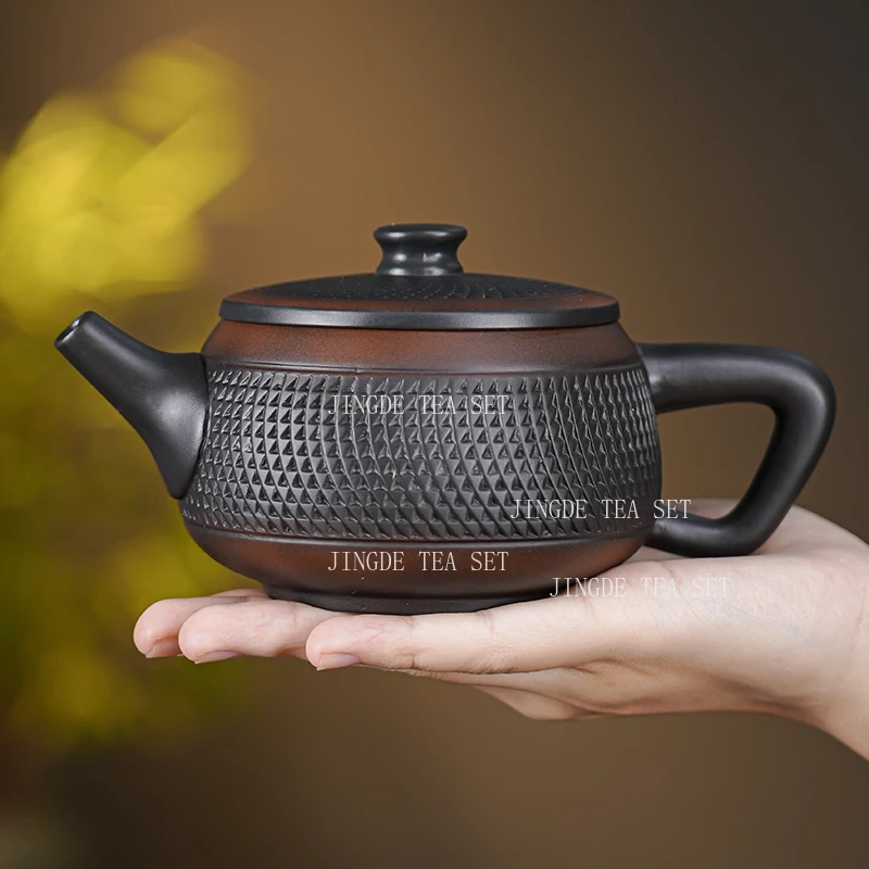 

280ml Purple Pottery Jumping Knife Hanwa Pot Large Capacity Kung Fu Tea Set Household Chinese Purple Clay Teapot Single Tea Pot