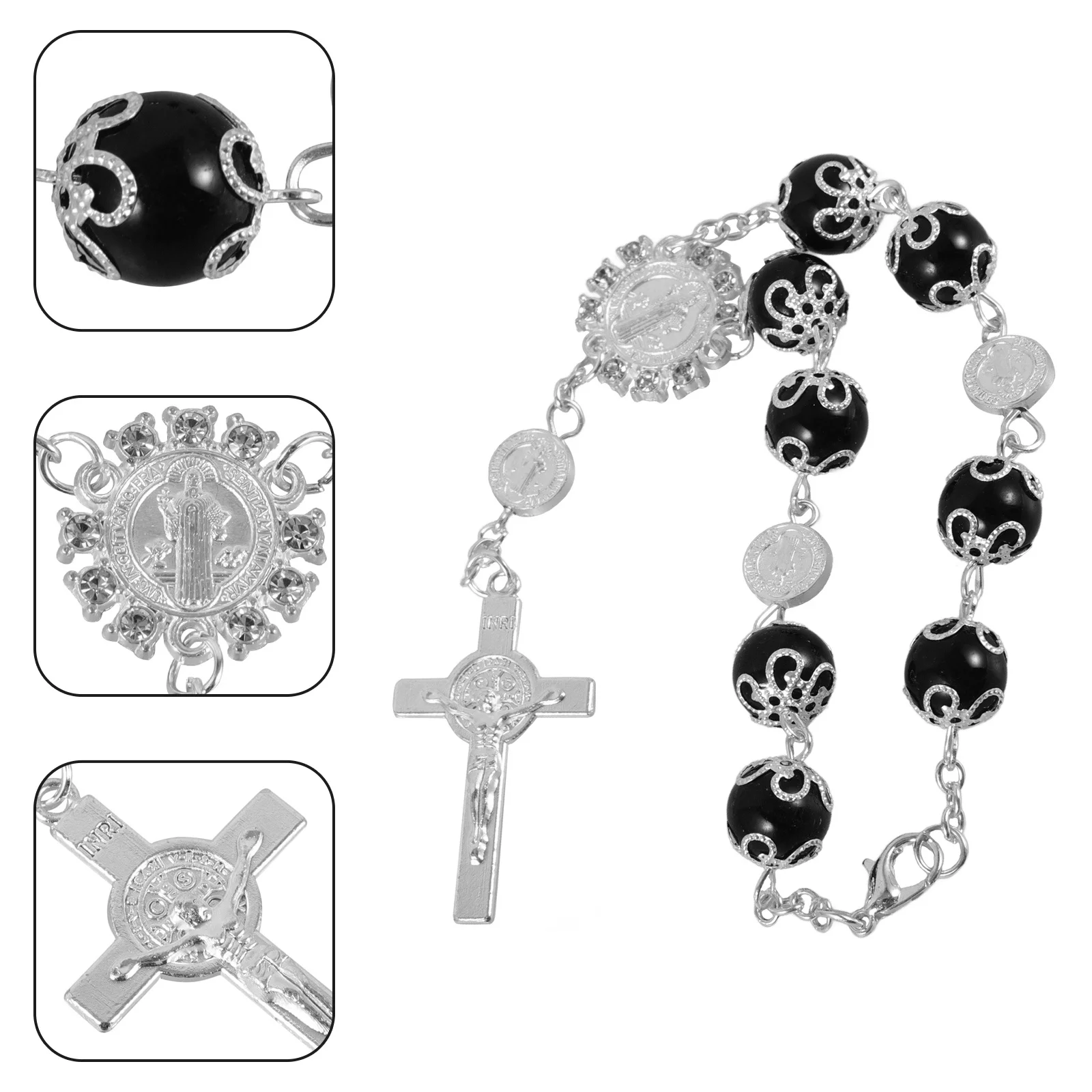 

Alloy Car Rosary Cross Pendant Rearview Mirror Hanging Charm Decorative Interior Aesthetic Accessories for Vehicles