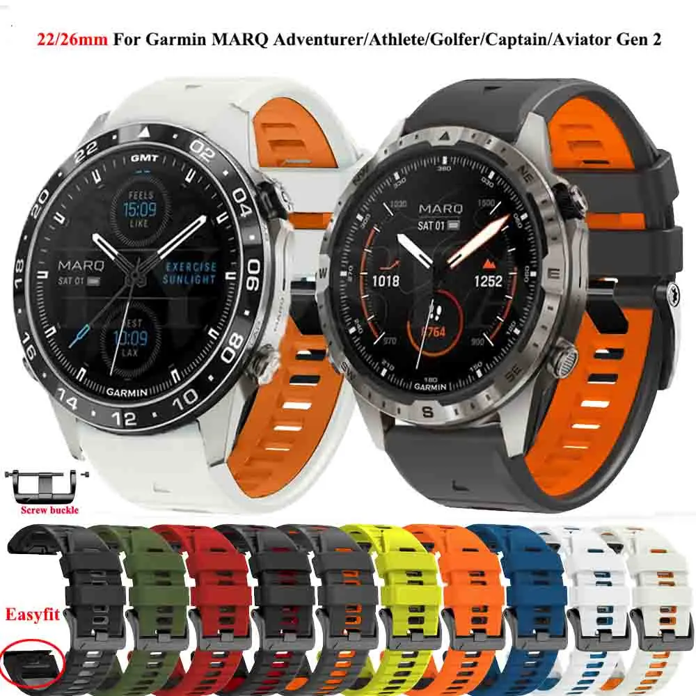 Per Garmin MARQ atleta Adventurer Golfer Captain Aviator Epix Gen 2 Strap Fenix 7 Quickfit 22 26mm cinturino in Silicone