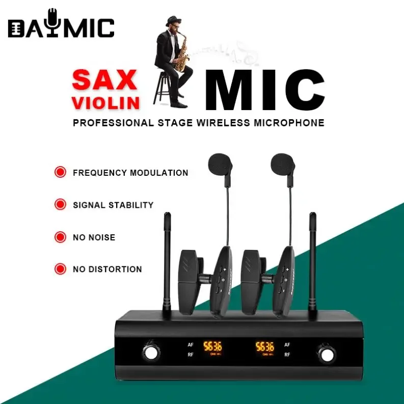 Professional Wireless Microphone System For Musical Instrument Saxophone Clarinet Tuba Trumpet Horn Trombone Stage Performance