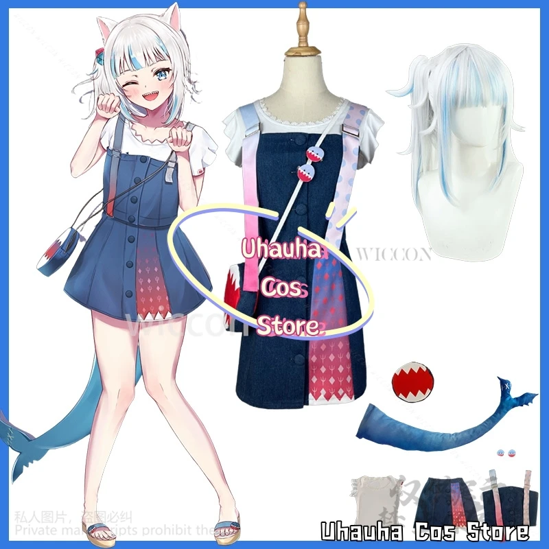 

Vtuber Hololive Косплей Gawr Gura Аниме Костюм Kawaii Японские девушки Акулячий хвост Пушистое платье животного Лолита Комбинезоны по индивидуальному заказу
